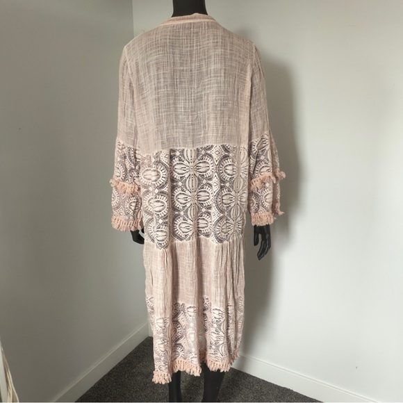 โ๏ธ Boho Italian Embroidered Fringe Cotton Dress โ One Size (Fits M/L) - Picture 4 of 5